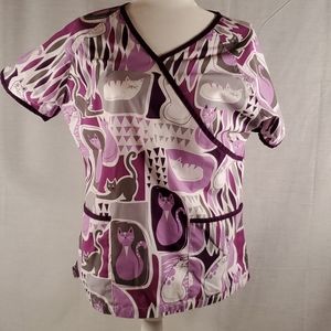 Purple cat scrub top